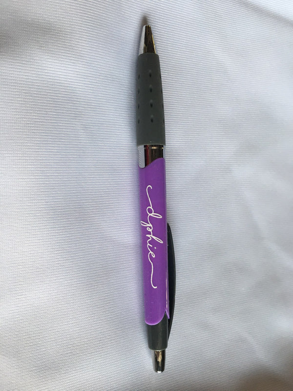 Purple and Grey Script DPhiE Pen